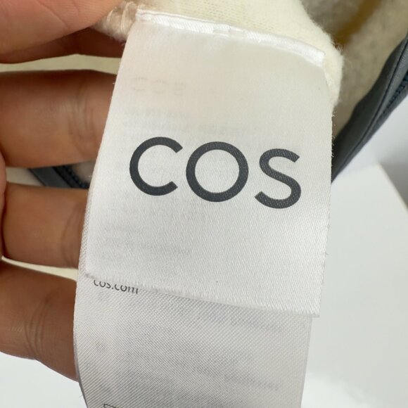 COS Relaxed Fleece Zip Ivory w/ Grey Trim & Chest Pocket Jacket Size L - Picture 6 of 10